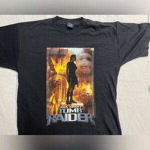 Tomb Raider Lara Croft Graphic T-Shirt Black Size L Movie Tee